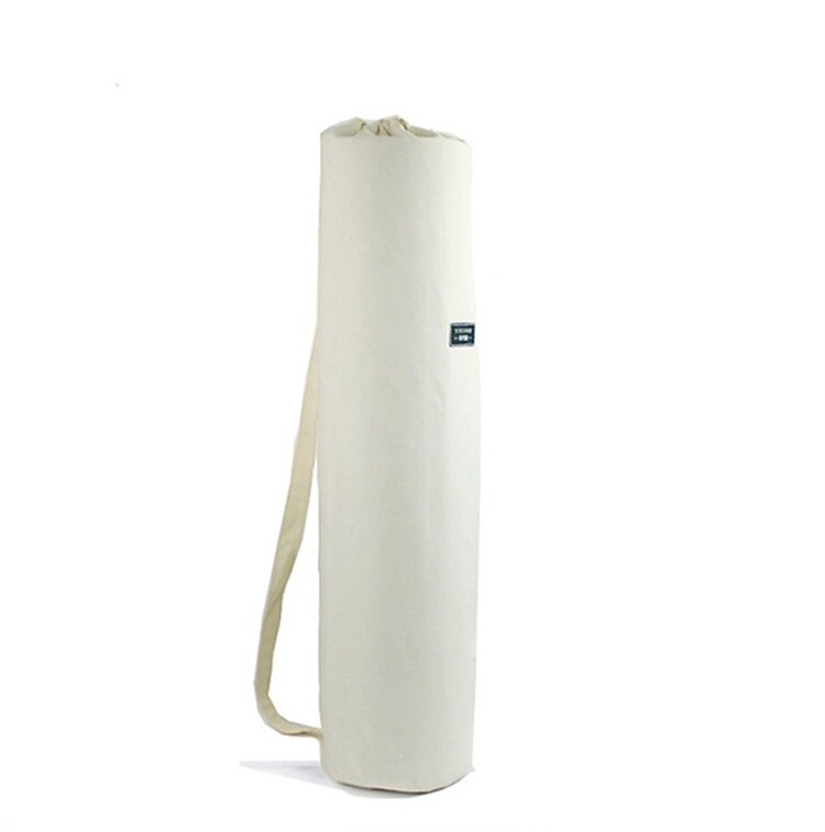 Lærred yogamåttetaske til yogamåtte bæretaske gymnastiksæk rygsæk forlænger yogatasker multifunktionel opbevaringspose til fitnessmåtte: Hvid