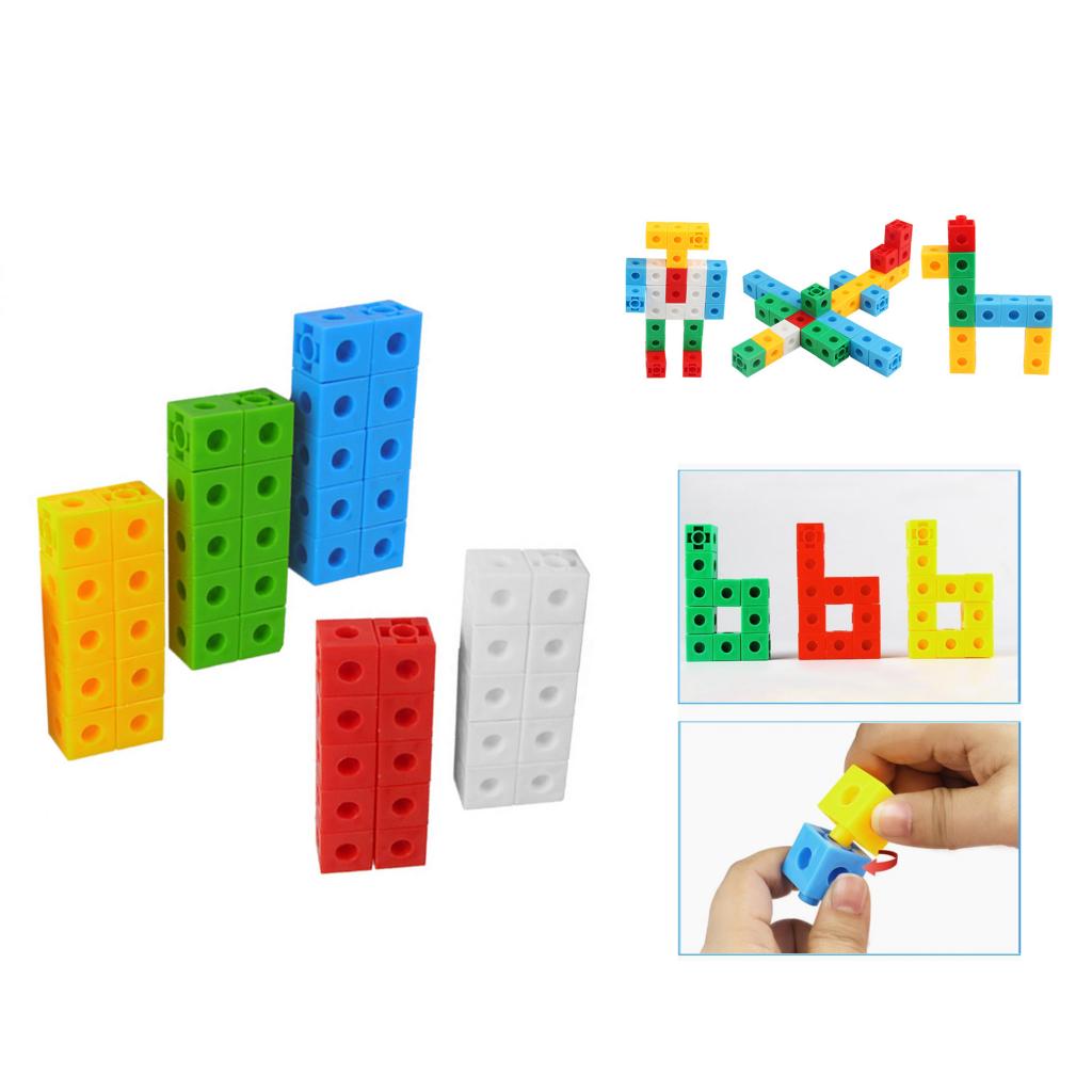 50Pcs/Set Math Link Cubes, Mathematics Learning Tool &amp; Educational Teacher Resource for Sorting, Measuring, Counting