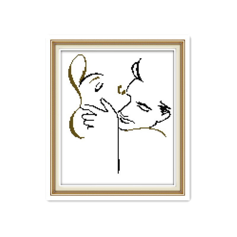 Point en croix, broderie romantique en couple, broderie simple, broderie simple, fait à la main, travaux d'aiguille, décoration familiale en direct: R186(3) / 14CT Printed