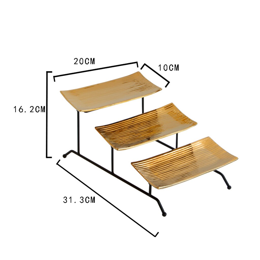 Collapsible 3 Tier Rectangular Plate Dessert Stand Fruit Plate Cake Serving Tray