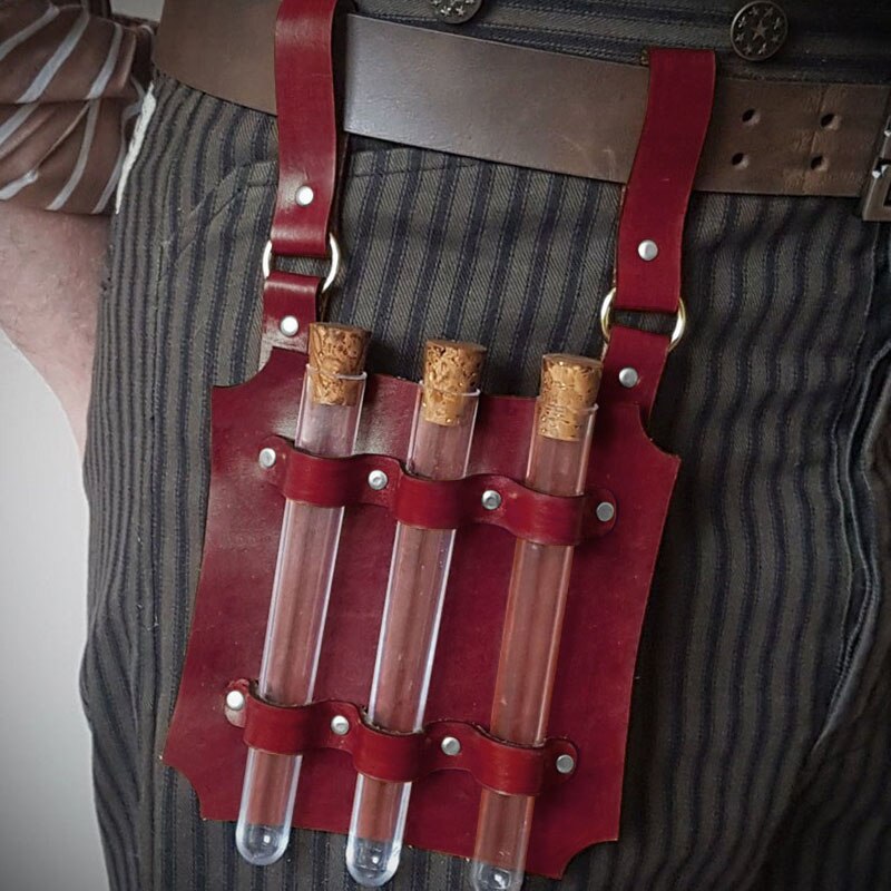 Steampunk médiéval Larp alchimiste en cuir porte-Tube à essai ceinture curseur Potion cintre pochette Kit apothicaire accessoire accessoire