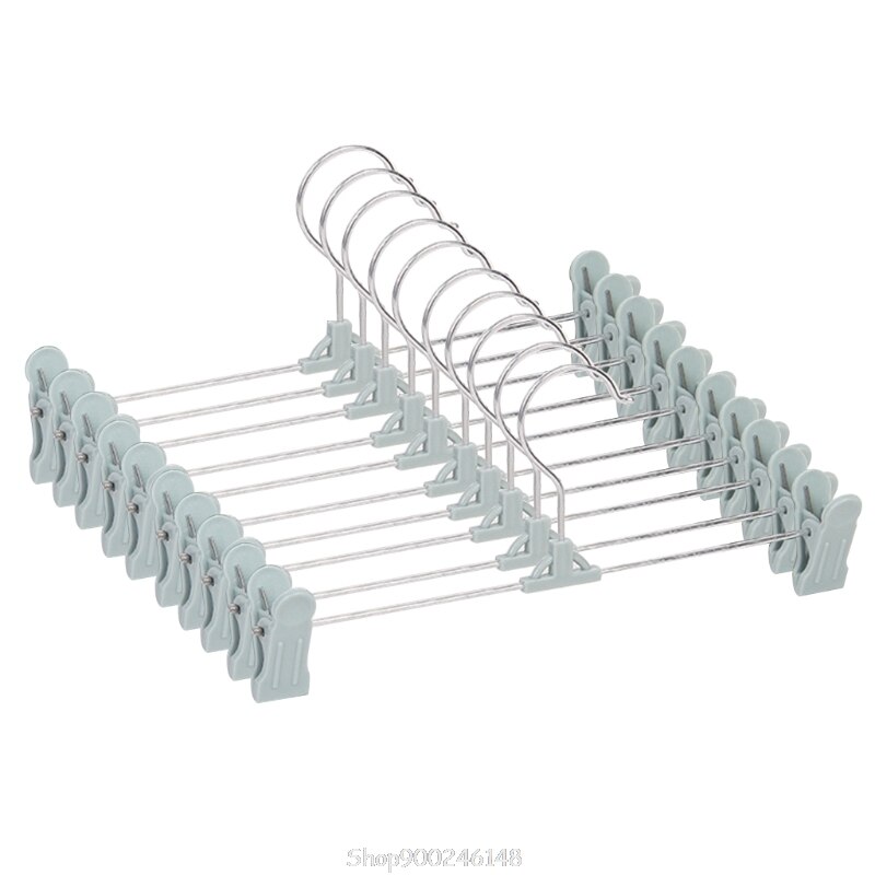 Trouser Hangers, 10 Pack Skirt Hangers with Adjustment Plastic Grip Pant Hangers for Heavy Duty Durable Space Saving N23 20: Blue