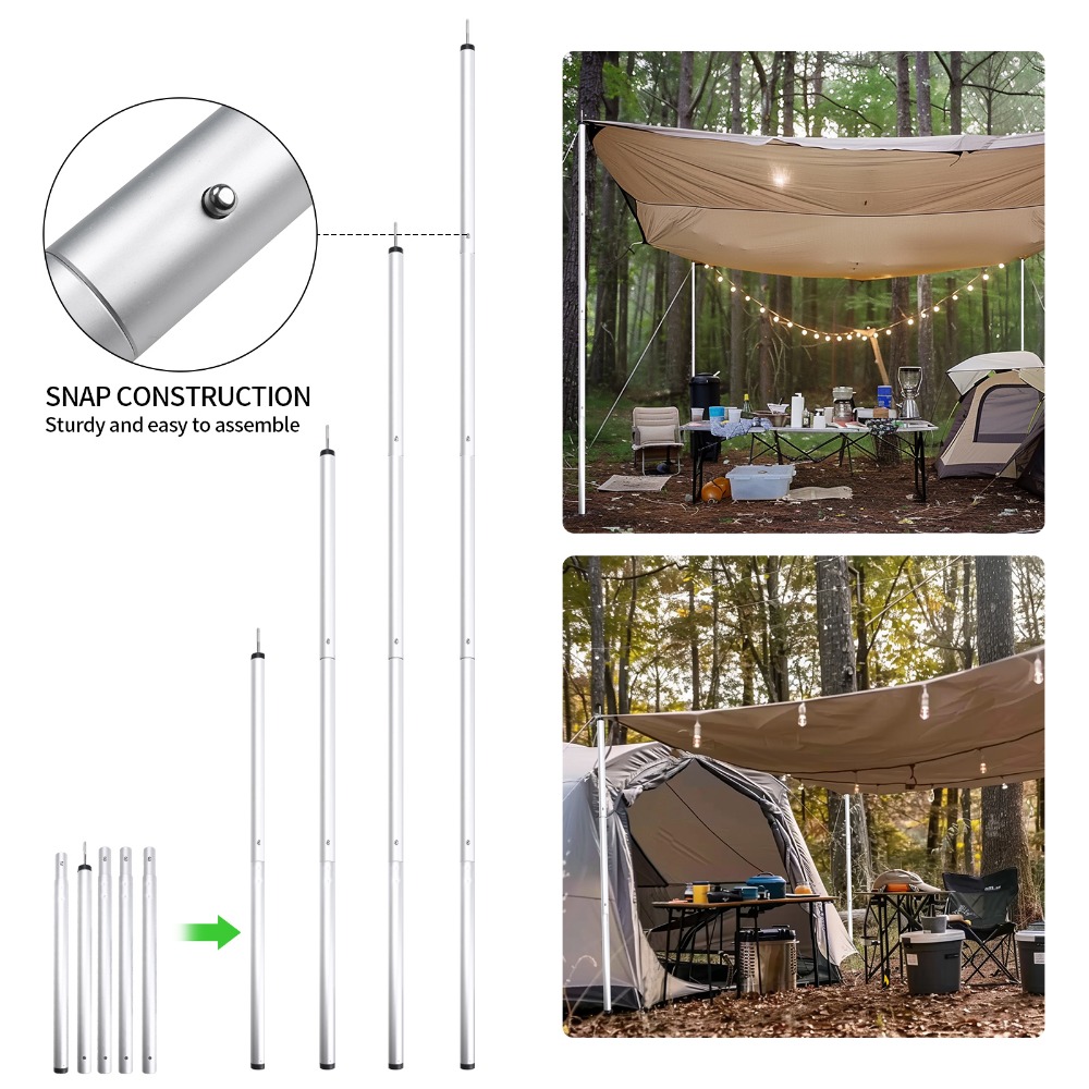197CM Folding Tarp Pole Awning Rod Foldable Tent Pole Support Stand Pole Outdoor Camping Sun Shelter Sticks Tent Accessories