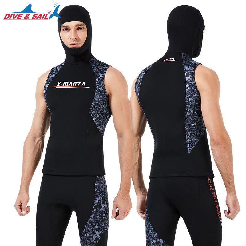 2020 Mens 3 millimetri di Neoprene Maglia Cappuccio Con Cappuccio Senza Maniche Giacca Magliette E Camicette Senza Zip per le Immersioni Surf Nuoto A Vela Che Dimagrisce Sauna allenamento