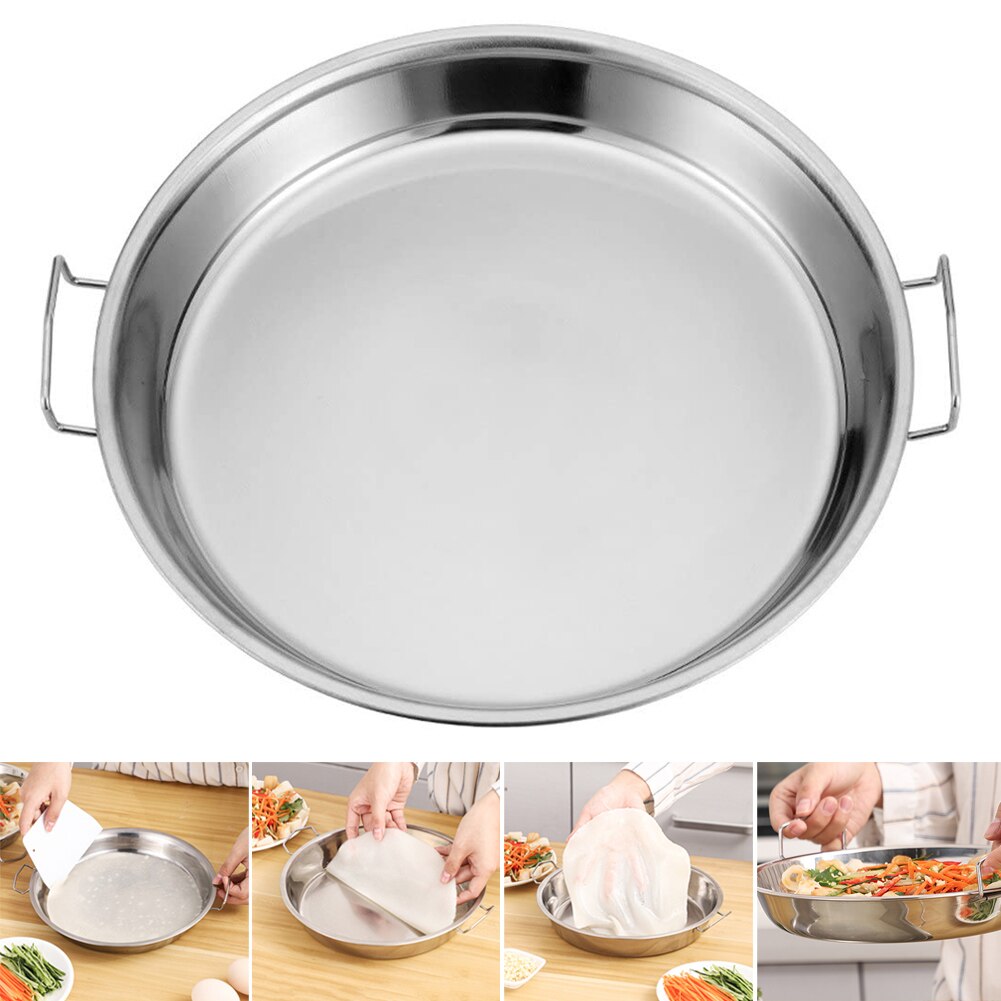 Rvs Pan Koude Noodle Maken Gereedschap Gestoomde Rijst Lade Taart Schotel Voor Thuis Keuken SLC88