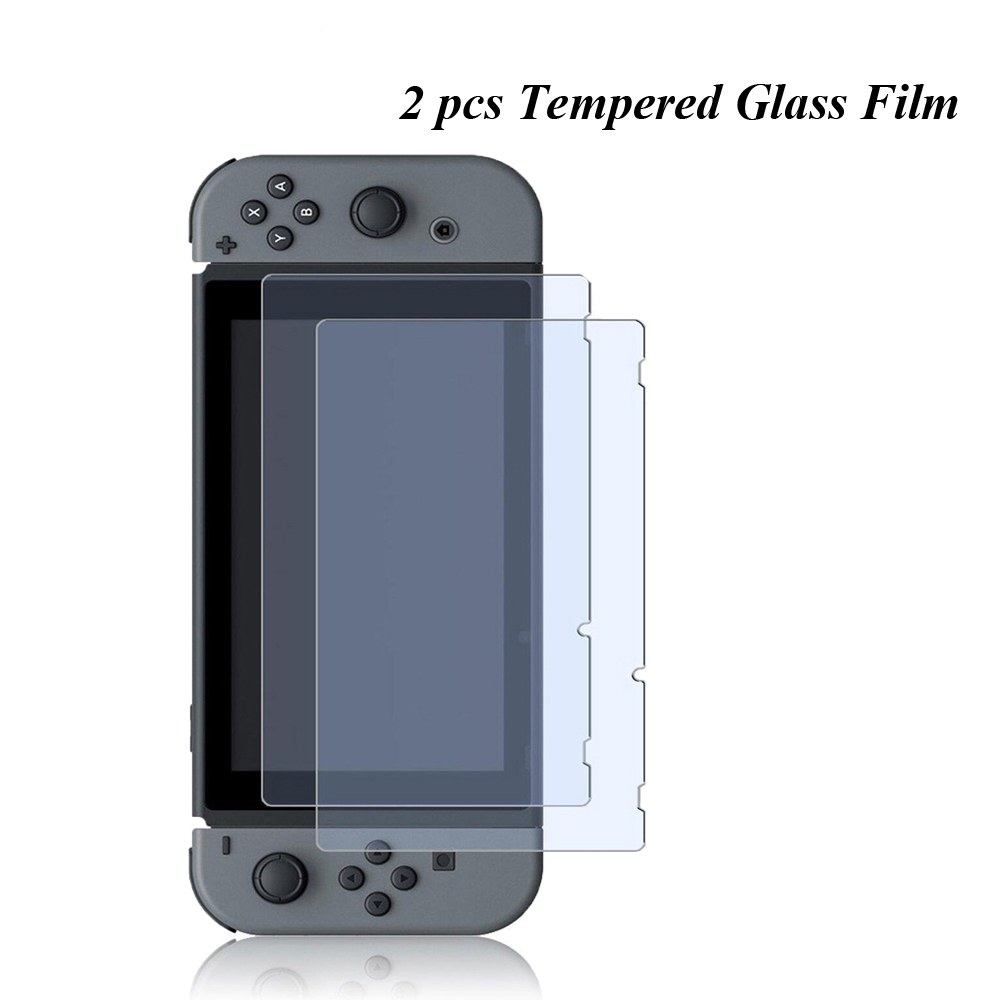 Funda con empuñaduras protectoras de TPU para consola de interruptores de lvyueen para controlador de interruptores 4 juegos de absorción de golpes: 2 Tempered film