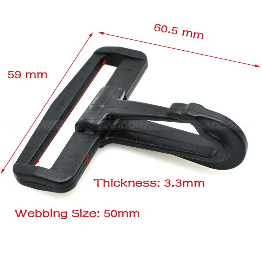 2pcs Olecranon hook Plastic Snap Hooks Rocker Style For Backpack Strap Paracord Lanyard Webbing 20mm 25mm 30mm 38mm 50mm: Webbing Size 50mm