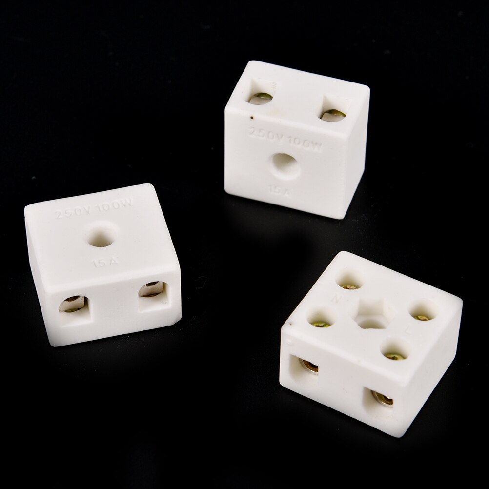 Ceramic Terminal Block 10A 2W4H 2 Way 4 Hole Connector Porcelain Ceramic Terminal Blocks 5 Pcs