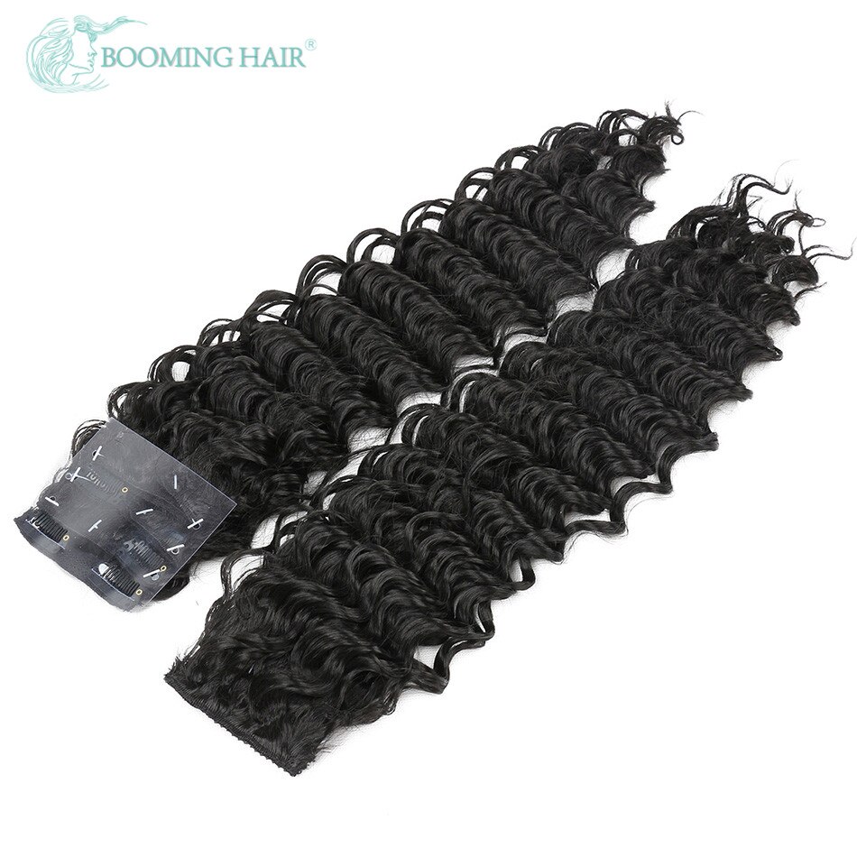 BOOMENDEN HAAR Clips in Haar Verlängerung Tiefe Welle 24 Zoll Synthetische Haar Verlängerung 20 Clips auf 140G Haarteil