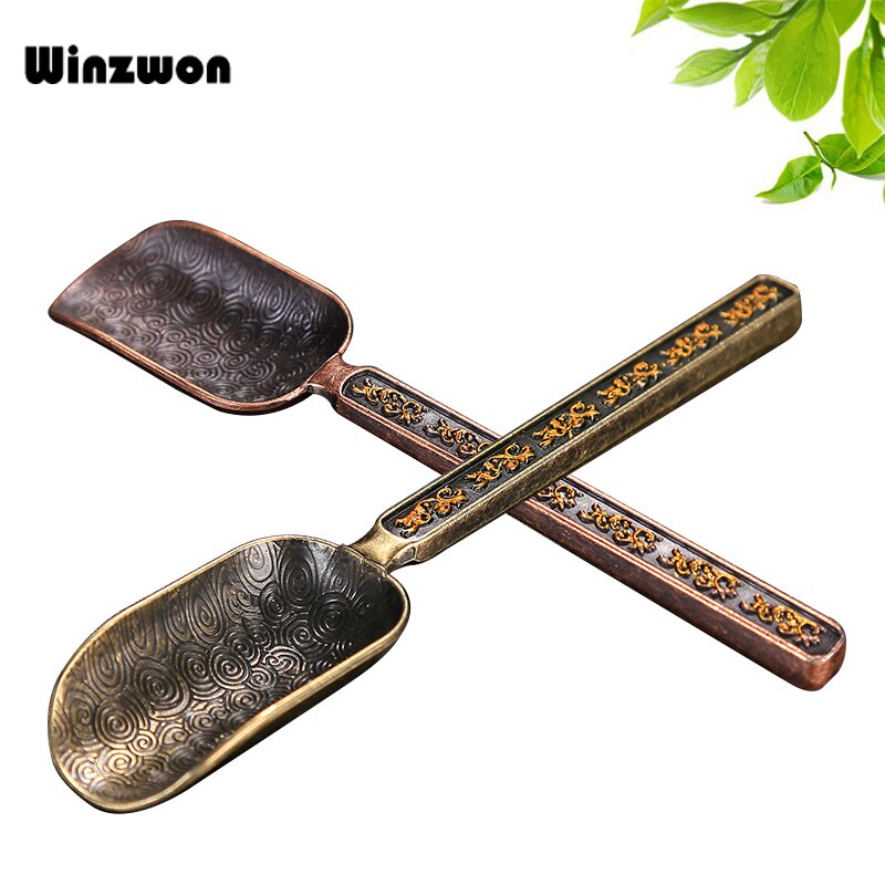 Brons Chinese Theelepel Chinese Groene Thee Lepel Bladeren Chooser Houder Thee Accessoires Tool Voor Chinese Kongfu Thee