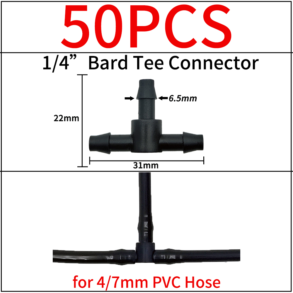 Oasis Garden Irrigation Connector Barbed Single Double Tee Elbow Drip Arrow Cross Coupling Watering Fitting for 3/5 4/7mm Hose: black