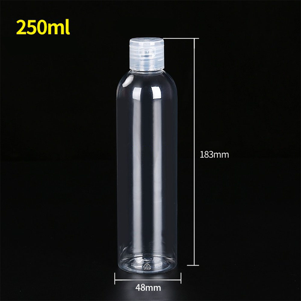 Reiseflasker 15ml 30ml 50ml 100ml 150ml 200ml 250ml 500ml lotionflaske gjennomsiktig plasthetteglass til kjæledyr med vippelokk for kosmetikk