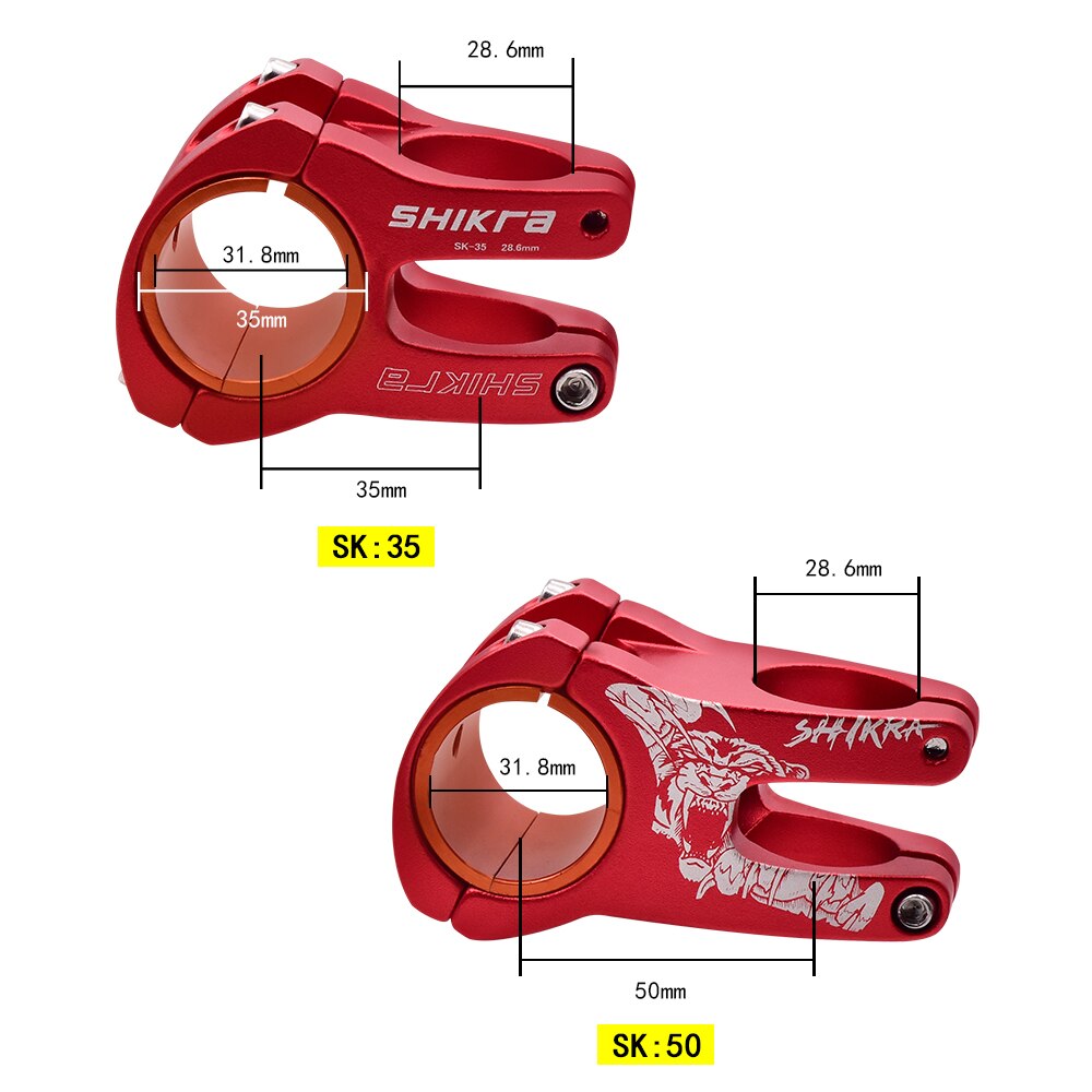 Mtb 35/50Mm Stuurpen Cnc 35Mm 31.8Mm Stuur Ultralight Holle Aluminium Legering Fiets Stuurpen 28.6Mm Stuurbuis Mountainbike