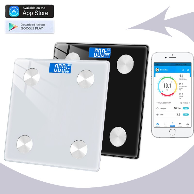 Digital Body Scale Smart BMI Electronic Bathroom Floor Scale With LED Bluetooth Balance Body Fat Indicators Analyer Weight Scale