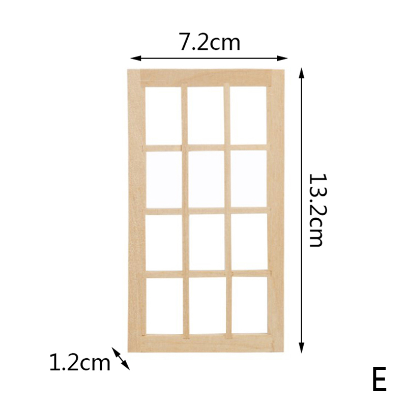 1/12 Poppenhuis Miniatuur Hout Externe Enkele Deur Houten Raamkozijn Diy Accessoires Pophuis Meubels Speelgoed Multi Stijlen