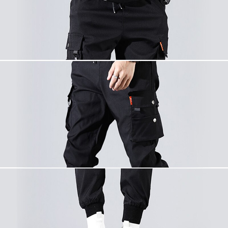 Men Hip Hop Harem Slim Workout Work Pencil Pants Male Casual Cargo Jogging Sweatpants Black Grey Trousers