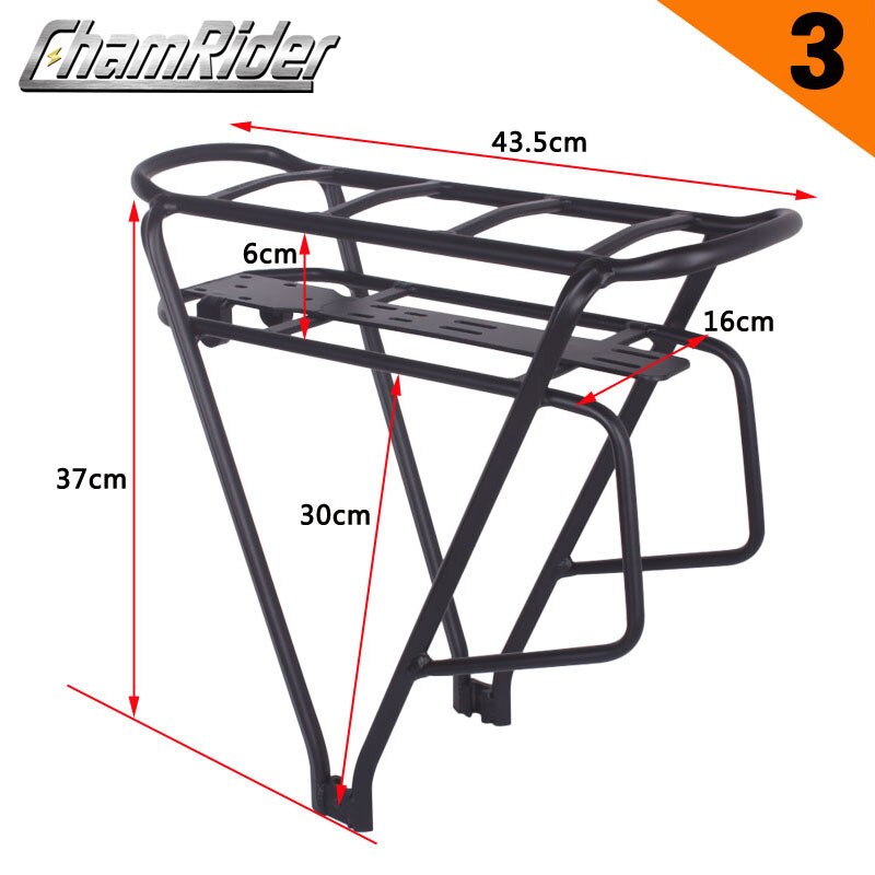 Zwart 26 Inch 28 Inch 700C Bike Bagage Rack Dubbellaags Fiets Batterij Bagagedrager Verstelbare Zware Fiets Hanger: 3