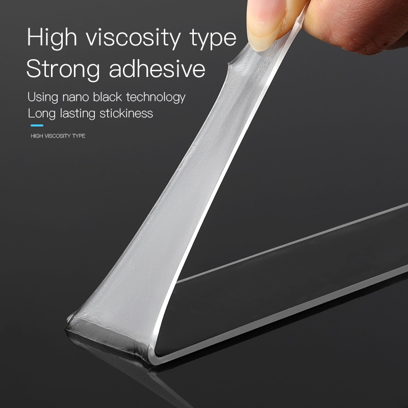 Nano Magic Tape Double Sided Adhesive Tape Transparent Reusable Traceless Waterproof Cleanable Home Strong Adhesive Tapes