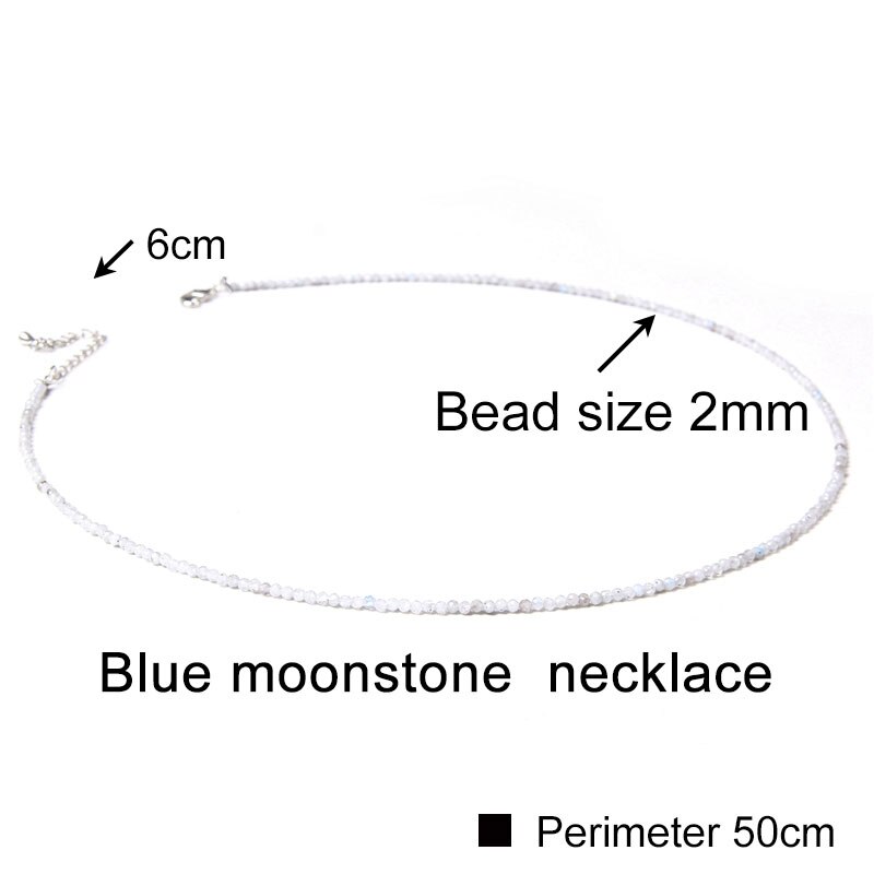 Collana di pietre preziose minimaliste piccole perle di cristallo sfaccettato collane girocolli acquamarina per donna uomo gioielli femminili regalo bohémien: Blue moonstone