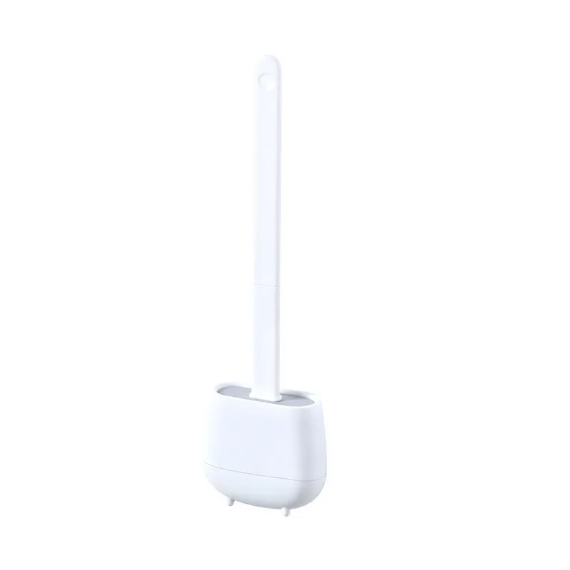 Household Simple Toilet Brush Set Wall Mounted Silicone Blind Spot Toilet Brush Daily Necessities Long Handle Cleaning Brush: black
