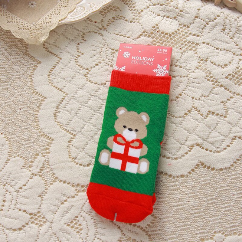 1 paar Kerst Sokken voor Kinderen Kids Mannen Familie Winter Herfst Warme Sokken Xmas Nieuwjaar Sokken Katoen Kerstman sokken: 02 / 7-9T