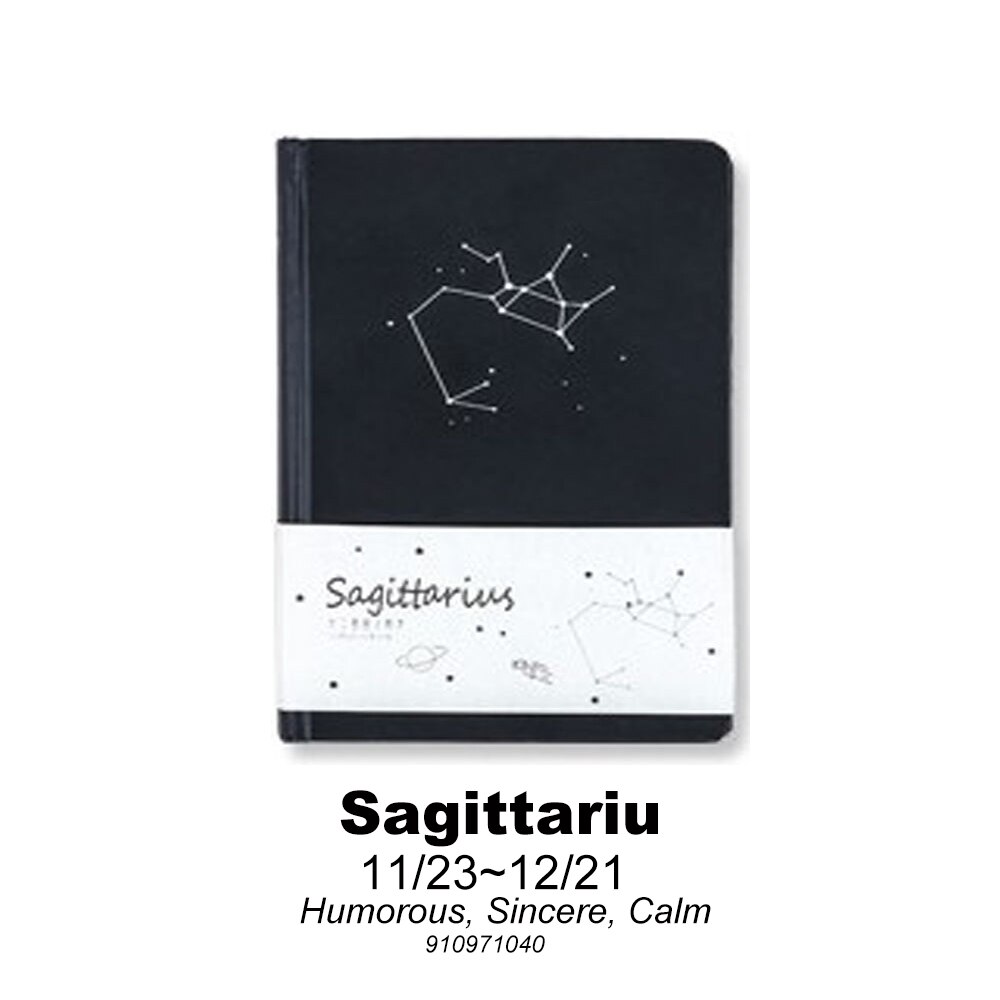 Simple Twelve Constellation A5 study Notebook Art Student Classroom Notepad Black Inner Core Dot Matrix Blank Lattice Book: Sagittarius