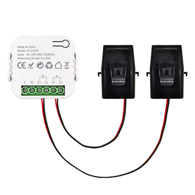 Tuya Smart Life WiFi Energiemonitor Bidirectioneel 1/2 Kanaal met Klem App Monitor Zonne-energie Geproduceerd en Verbruikt Vermogen AC110V 240V: Bundle2