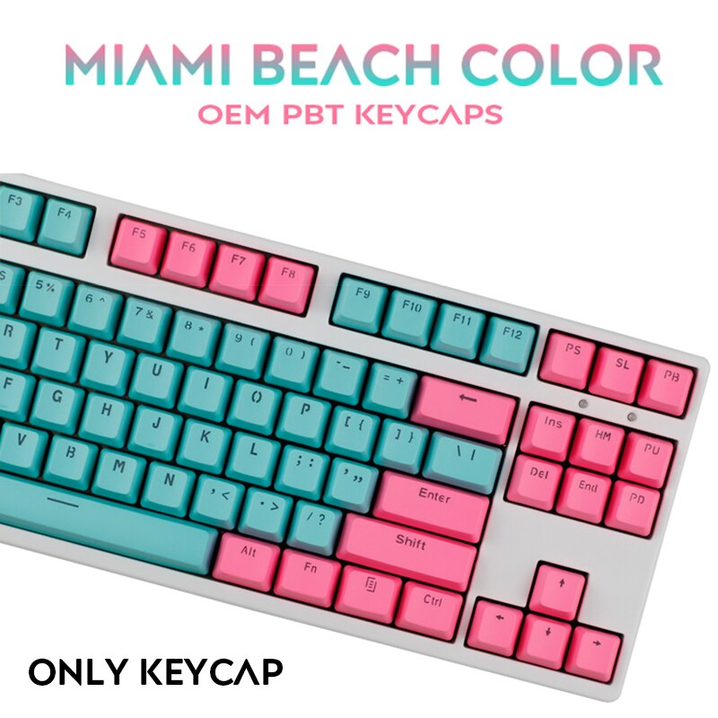 104/87 Key PBT Miami Double Color Backlight Mechanical Keyboard Keycap Universal Column For Ikbc Cherry MX Mechanical Keyboard