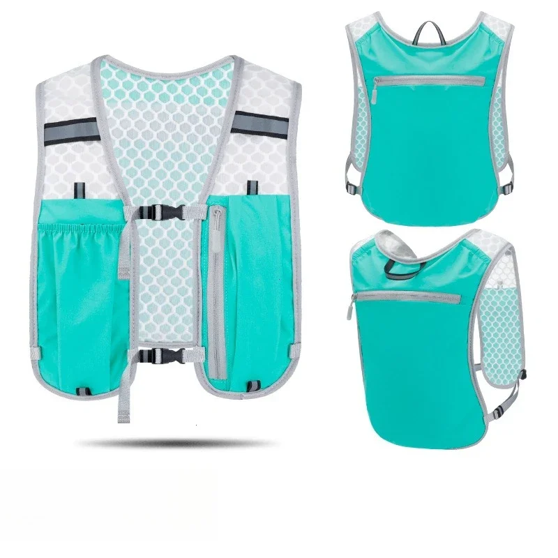 Weste zur Aufbewahrung von Laufwasserflaschen, leichte Laufweste, reflektierende Trinkwasser-Brusttasche mit Telefonhalter, Fahrradweste: grüNe farbe
