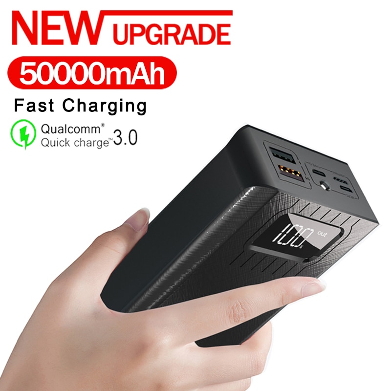 50000mAh Power Bank Portable Large-Capacity Phone Fast Charger Outdoor Travel Charger Poverbank LED Digital Display Poverbank