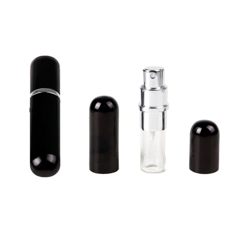 Mini vaporisateur rechargeable en aluminium, 5ml, atomiseur en Spray pour parfum, conteneur Portable, cosmétique, pour les voyages: black