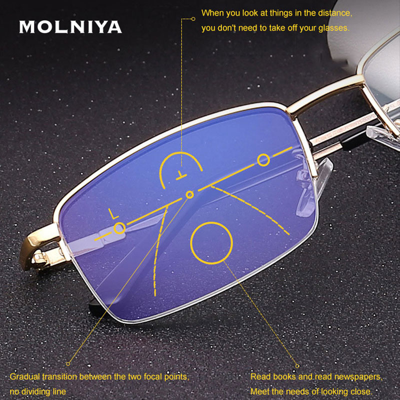 Ultra-light Memory Titanium Reading Glasses Men Progressive Eyeglasses Intelligent zoom Spectacles Women Anti-blue