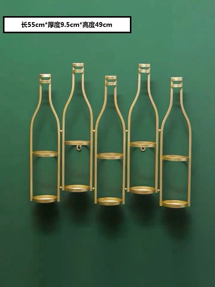 Europese Stijl Rode Wijnrek Muur Opknoping Woonkamer Eetkamer Bar Wijnkast Wijn Fles Houder Metalen Wijn rack Muur: Wine Rack-gold