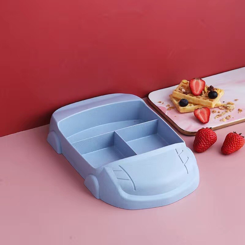 Children Tableware Plates Set Baby Feeding Dish Kids Crockery Split Plate Toddler Spoon Fork Bowl Kid Food Dishes Cutlery Gadget: Blue dinner plate