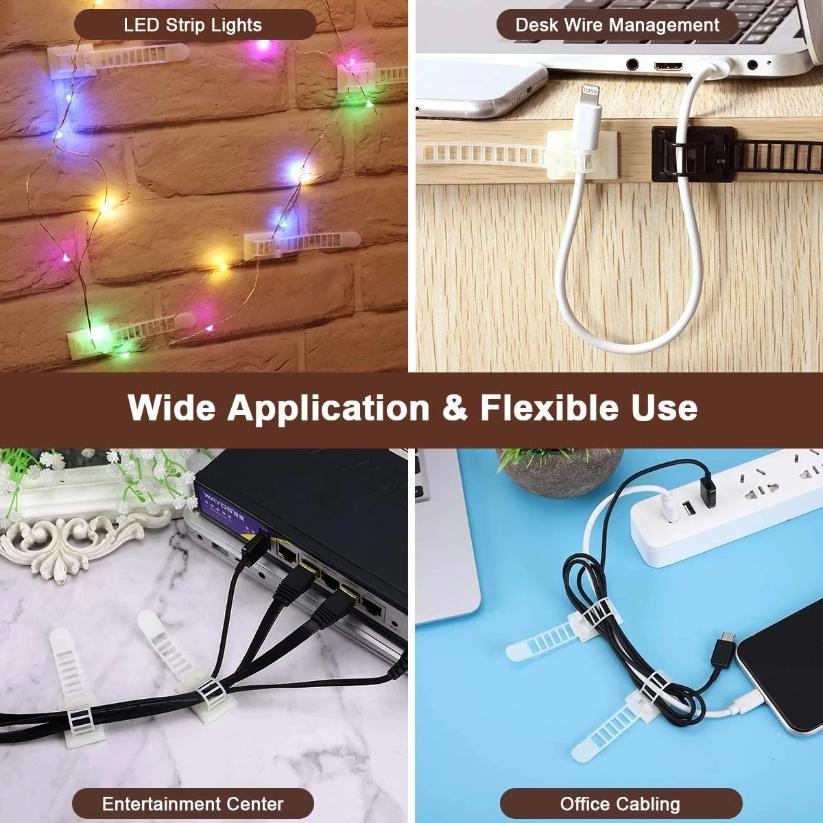 Adjustable Cable Organizer Wire Winder Clip Earphone Holder Self Adhesive Mouse Keyboard Cord Management USB Charger Protector