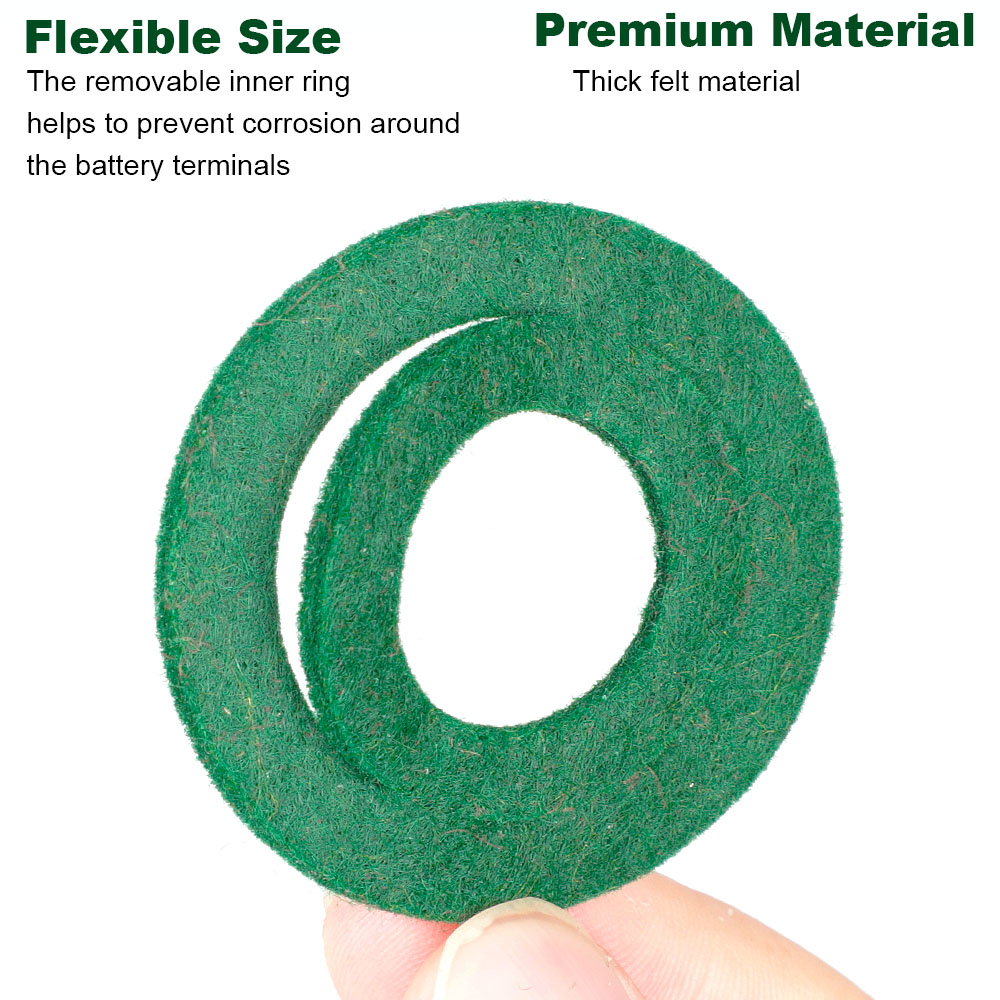 Battery Terminal Gasket Pads Anti Corrosion Washers Auto Car Fiber Thick Felt Battery Terminal Protector 2PCS=1SET 1 Red+1 Green