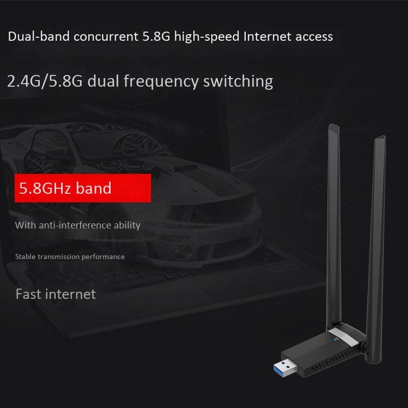 Usb Wifi Adapter 1200Mbps Dual Band Wireless Internet Adapter Dongle Voor Laptop Desktop 802.11AC Met High Gain Antenne