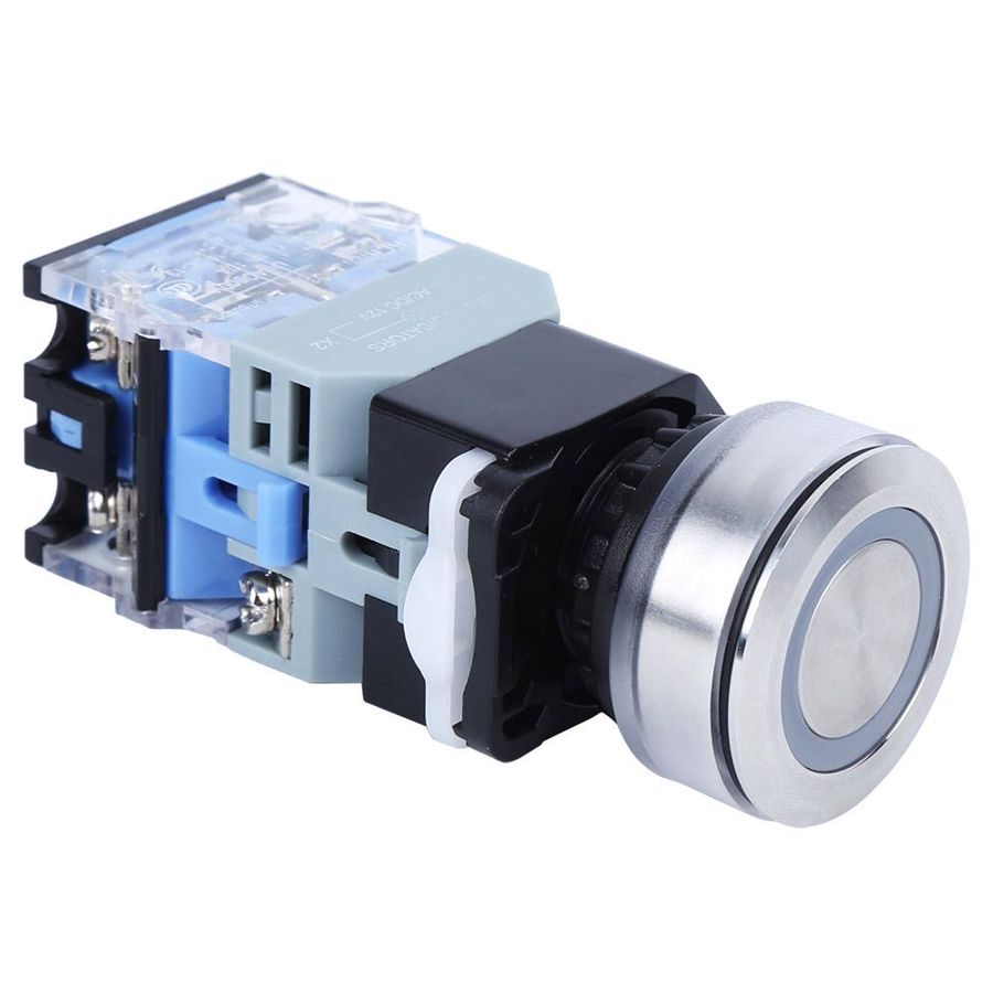Push-button switch, compact push-button switch, industrial positioning accessories with blue light, AC/DC12V,