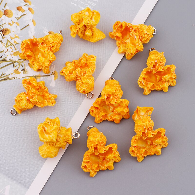 10 Breloques En Résine Pop-corn Pour La Fabrication De Bijoux