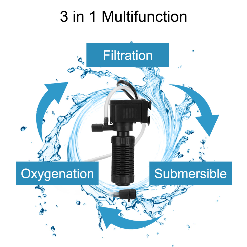 Filtro 3 in 1 per acquario serbatoio di pesce ossigenazione filtrazione sommergibile Mini serbatoio di pesce filtro depuratore d&#39;acqua