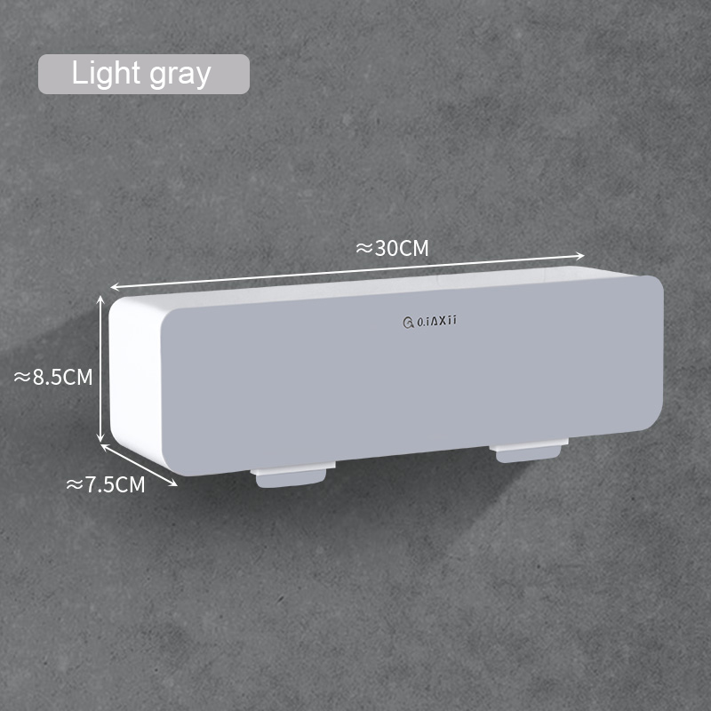 Household Wall-mounted Kitchen Spice Rack Free Punch All-in-one Kitchen Gadget Set Combination Plastic Storage Container: white