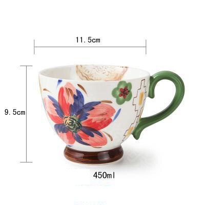 Bol à gruau, bol à céréales, bol à petit-déjeuner en relief, tasse à café en céramique peinte à la main, tasse à céréales populaire créative: C002