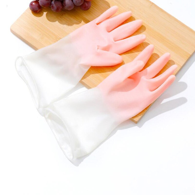 1 paio di guanti per la pulizia in silicone guanti per la pulizia dei piatti lavapiatti lavapiatti guanti in gomma spugna strumenti per la pulizia: Colore rosa / M