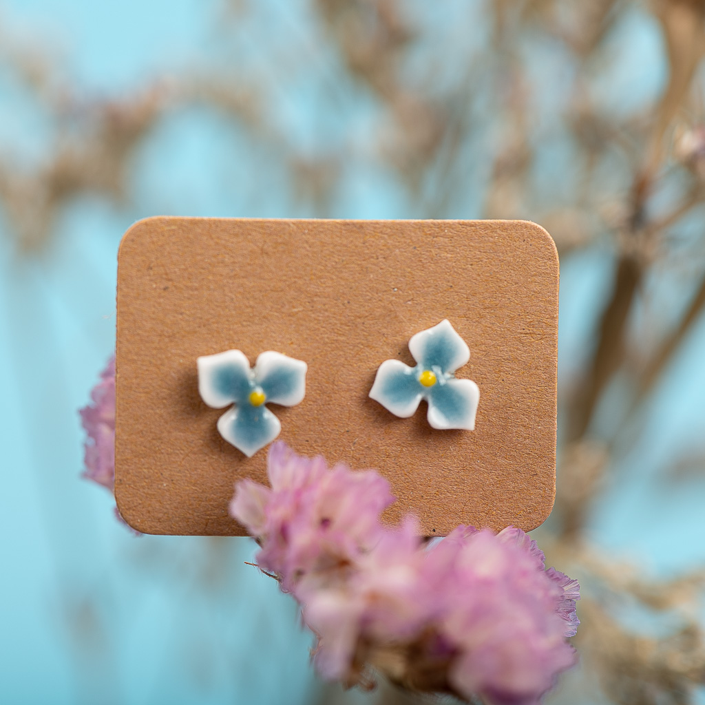Bijzondere Plant Serie Kleine Bladeren Keramische Oorbellen Prachtige Porseleinen Accessoires # LY221: Imitation Rhodium Plated