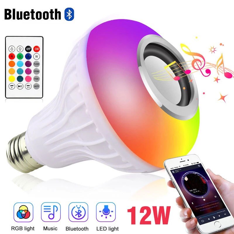 12w rgbw e27 música rgb cor em mudança lâmpada alto-falante bluetooth multicolorido lâmpada decorativa com controle remoto para casa de festa