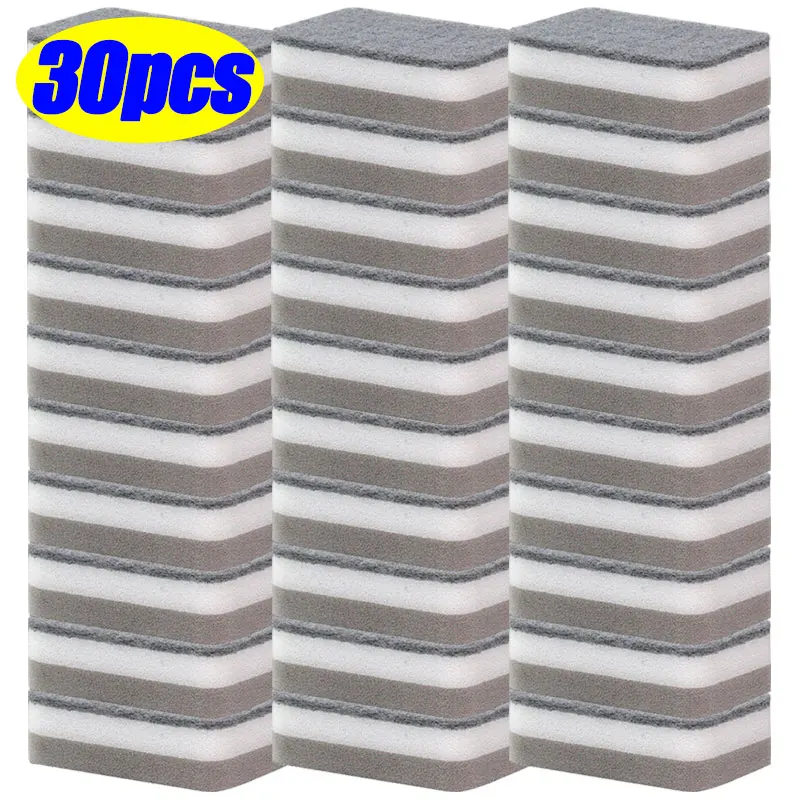 5/50PCS Magie Reinigung Schwämme Wiederverwendbare Pan Topf Geschirr Scheuer Pads Haushalt Küche Schwamm Tücher Pinsel Sauber Werkzeuge: Orange