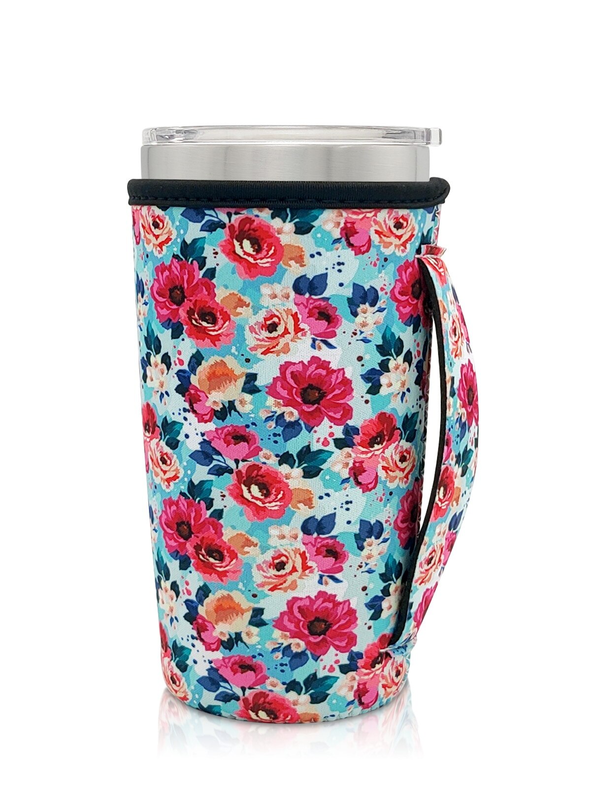 Reusable Iced Coffee Cup Sleeve Neoprene Insulated Sleeves Cup Cover Holder Idea for 20oz Tumbler Cup: Flower printing