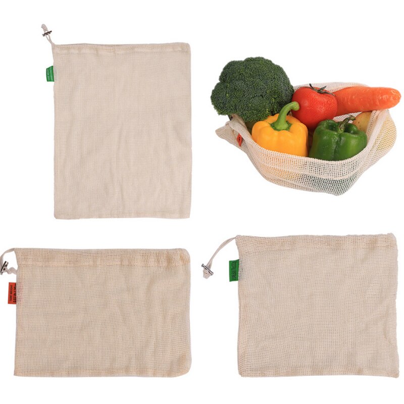Natural Organic Cotton Mesh Production Of Shopping Bag Reusable Bags For Fruits And Vegetables Washable Eco-friendly Fruit Mesh