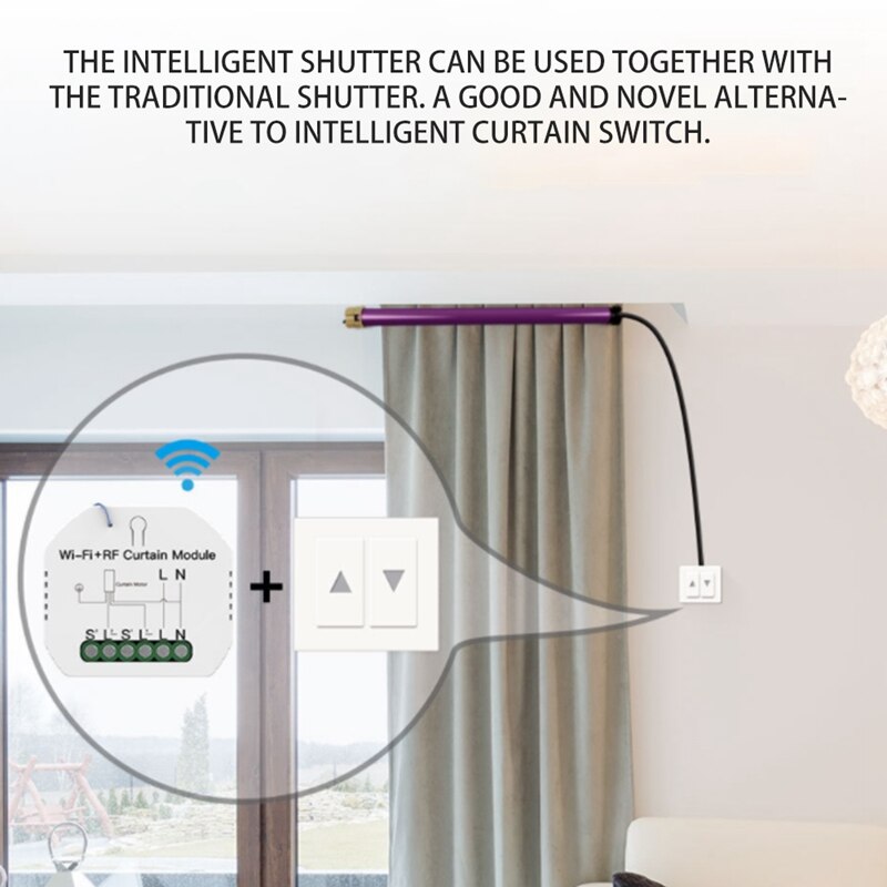 Tuya WiFi RF Roller Blind Shutter Curtain Switch Module for Electric Motor Sunsn Works with Google Home Alexa