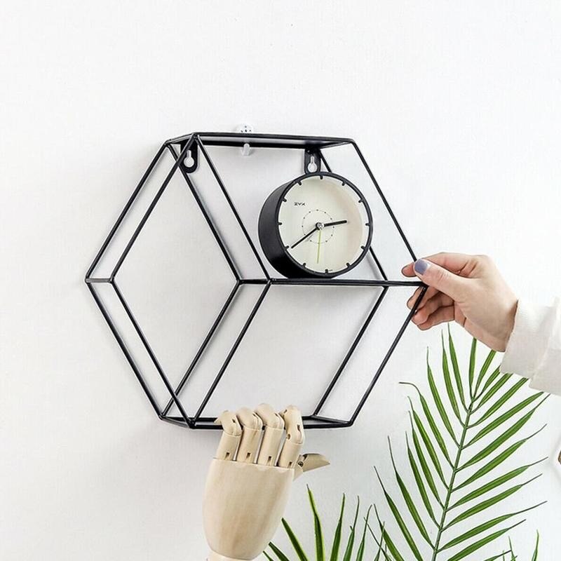 Scandinavische stijl woonkamer slaapkamer kamer decoratie opbergrek ronde smeedijzeren wandplank wandhanger kamer decoratieve plank